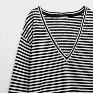 Zara Striped V-Neck Sweater